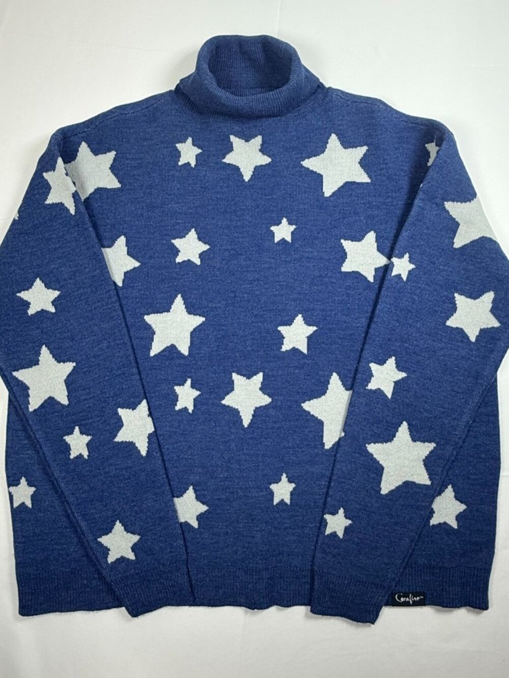 Official LAIKA Coraline Blue Star Knit Turtleneck Pullover M Sweater Long Sleeve